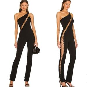 REVOLVE Black One-Shoulder Jumpsuit with Crisscross Detail